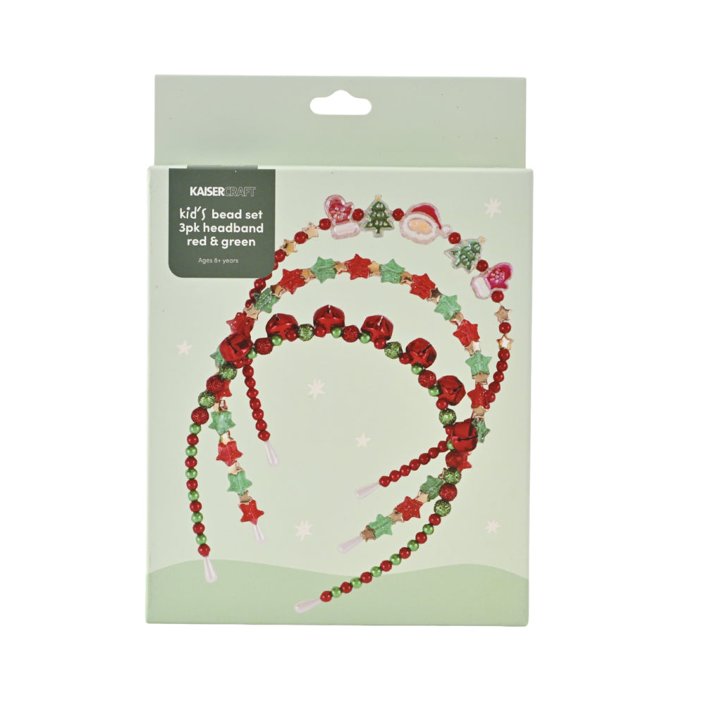 Christmas 3 Pack Bead Set Headband - Red and Green